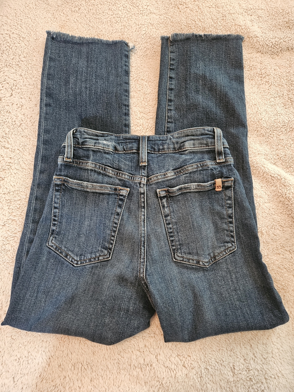 Joe's Jeans Dark Blue Skinny Denim with Frayed Hem. 25 Inch Inseam